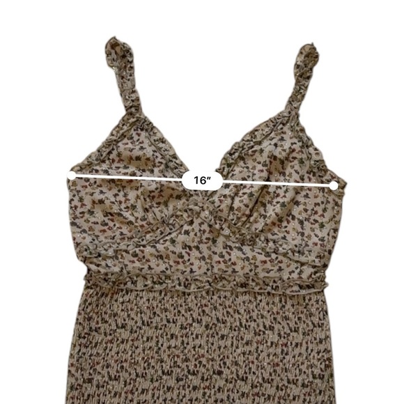 Storia Brown Floral Mini Dress Spaghetti Strap Small Preppy Feminine Smocked M - Picture 4 of 8